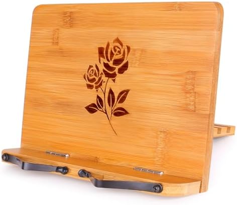MEGREZ Bamboo Book Stand Foldable with 6 Height Adjustments 1