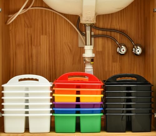 Alink Plastic Classroom Caddy Organizer with Handle 6-Pack 3 Compartments