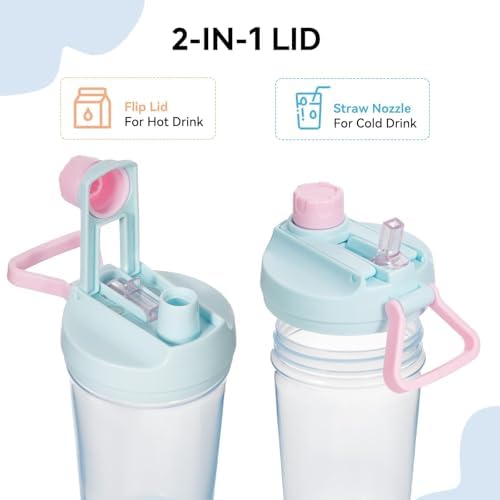 Kerilyn 12oz Leak-Proof Kids Water Bottle with Straw and Handle BLUE 1