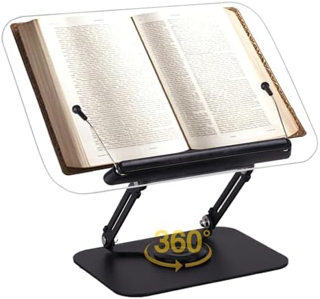 ASIEIT Book Stand 360 Swivel Height Adjustable Foldable Portable