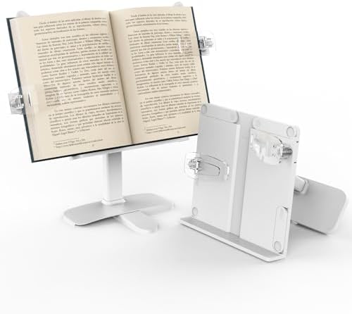 Adjustable Book Stand with Page Clips for Textbook and Tablet 1