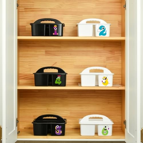 Alink Plastic Classroom Caddy Organizer with Handle 6-Pack 3 Compartments