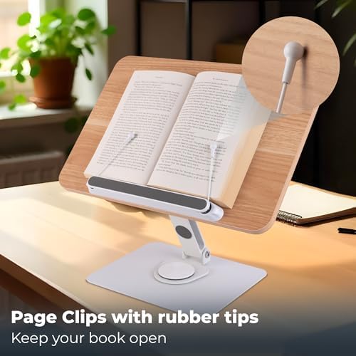Adjustable Book Stand with 360 Rotating Base