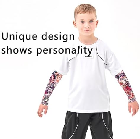 UV Protection Arm Sleeves for Kids UPF 50 Cooling Tattoo Design