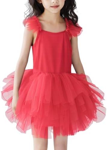 Beessbest Girls Tulle Leotard with Full Skirt Dance Costume