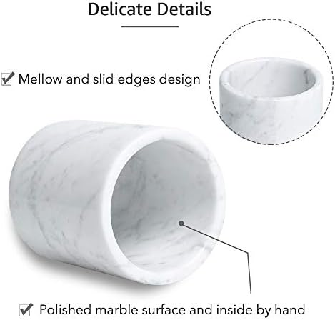JIMEI Natural Marble Pencil Holder Stand for Desk and Office