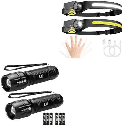Lepro Bundle - 2 Pack LED Flashlights with Motion Sensor Waterproof Adjustable Brightness