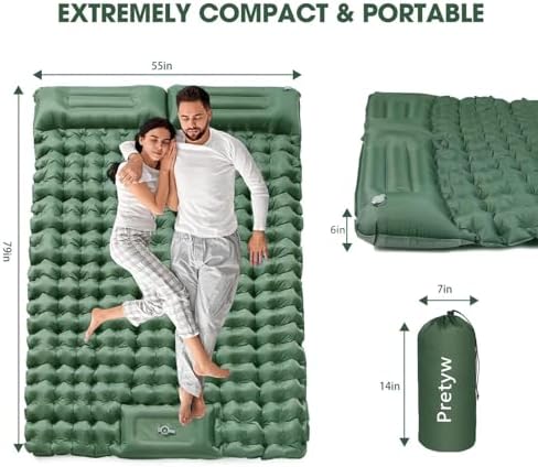 Pretyw Double Sleeping Pad for 2 Person Camping