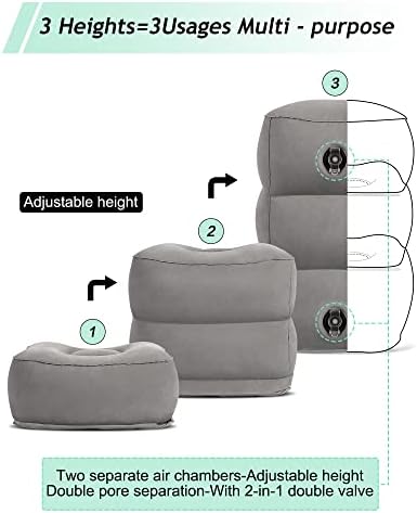 JefDiee Inflatable Leg Rest Pillow for Airplane and Travel