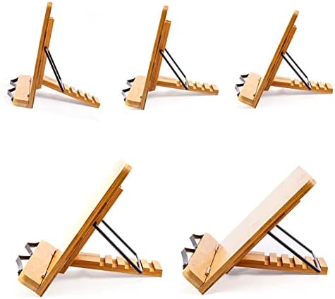 Bamboo Book Stand for Large Books Adjustable Hands Free
