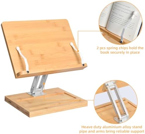 Adjustable 360 Book Stand with Elastic Page Clips
