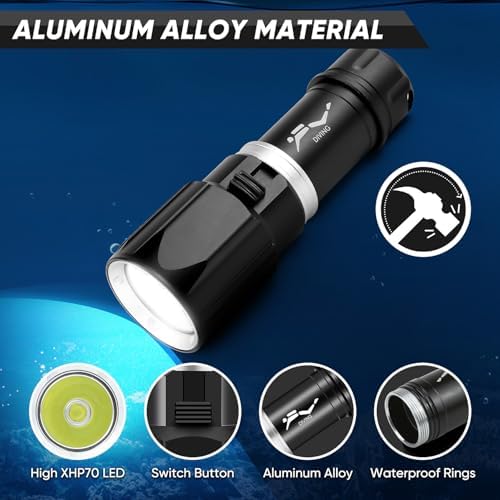 WINDFIRE Scuba Diving Flashlight with 3 Modes and 80m Waterproof Rating