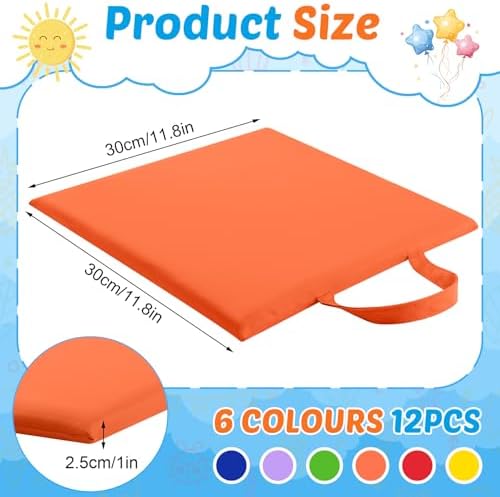 Suzile 12 Pcs 12 Classroom Floor Cushions with Handles