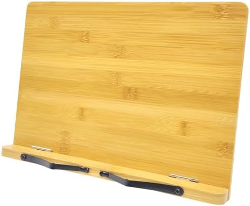 Bamboo Book Stand for Large Books Adjustable Hands Free