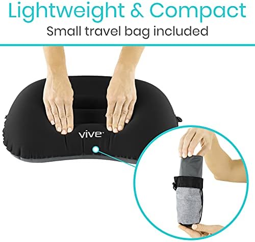 Vive Inflatable Lumbar Pillow - Adjustable Back Support for Travel Car Office