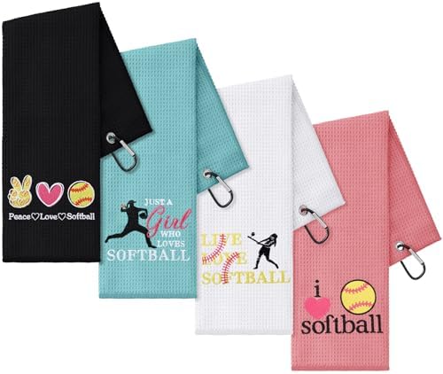 4 Pieces Funny Softball Pitching Towel Set with Clip