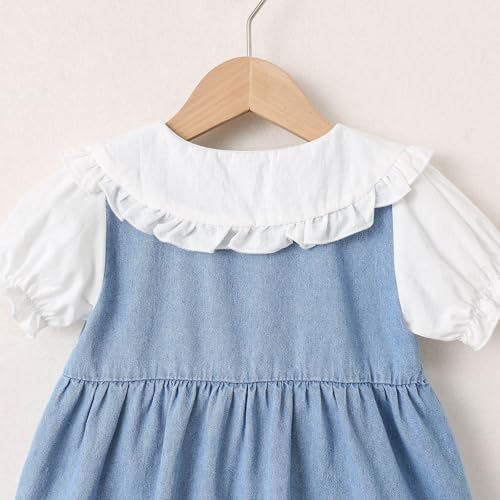 Toddler Girls Denim Puff Sleeve Summer Party Dress