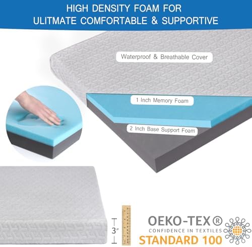 Coldwind 3 Inch Memory Foam Camping Mattress Pad Gray