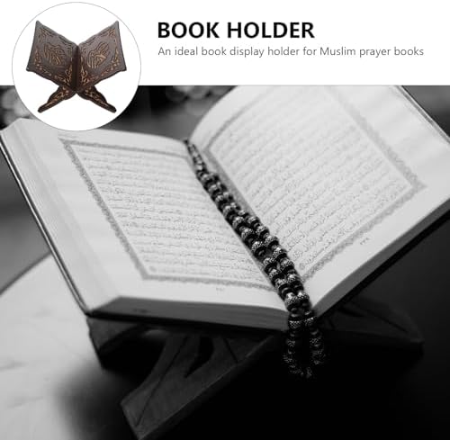 VALICLUD Quran Book Stand with Antique Carving Black