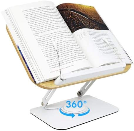 Heartor Adjustable Wooden Book Stand with 360 Swivel Base