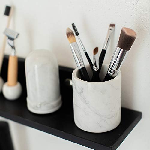 JIMEI Natural Marble Pencil Holder Stand for Desk and Office