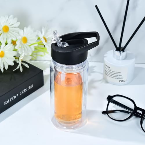 CHLJAR 10oz 4 Pack Clear Snow Globe Tumbler with Handle Lid