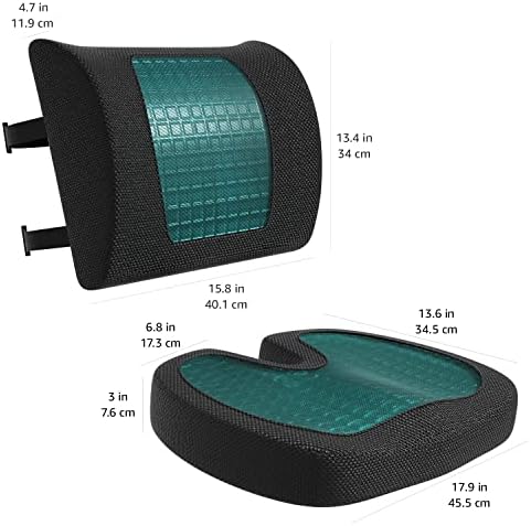 Amazon Basics Gel Seat Cushion with Lumbar Support Pack of 2 Black