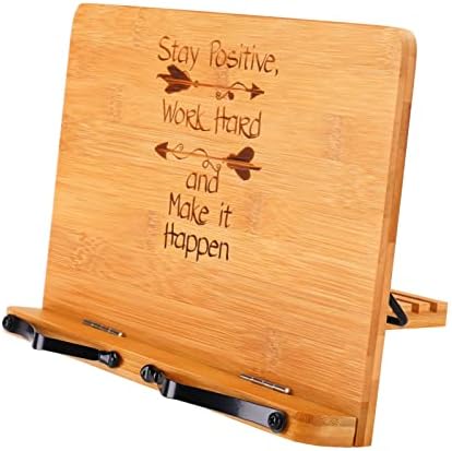 MEGREZ Bamboo Book Stand Foldable with 6 Height Adjustments