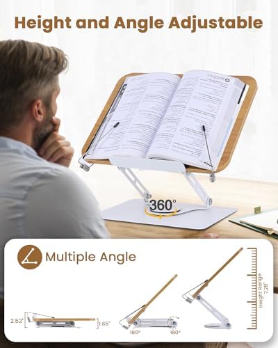 ASIEIT 360 Swivel Book Stand - Foldable Adjustable Portable