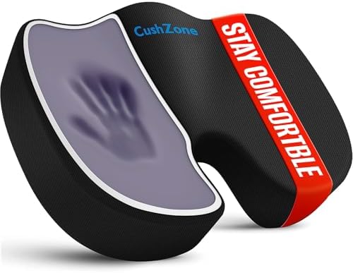 CushZone Ergonomic Memory Foam Seat Cushion - Black