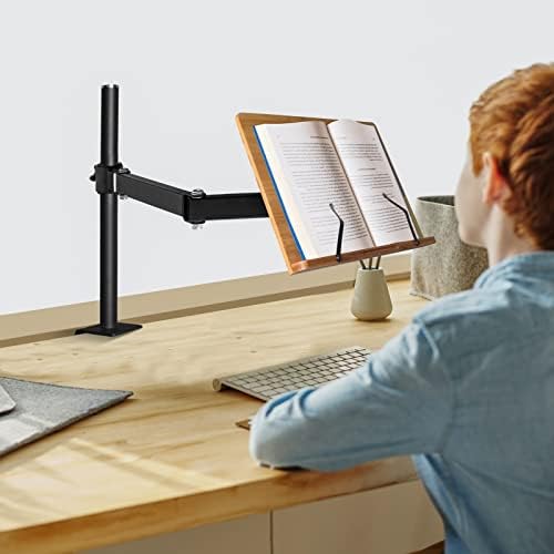 Bamboo Book Stand with Clamp and Page Clips
