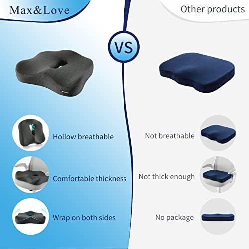 MaxLove Memory Foam Seat Cushion for Back Sciatica Pain Relief