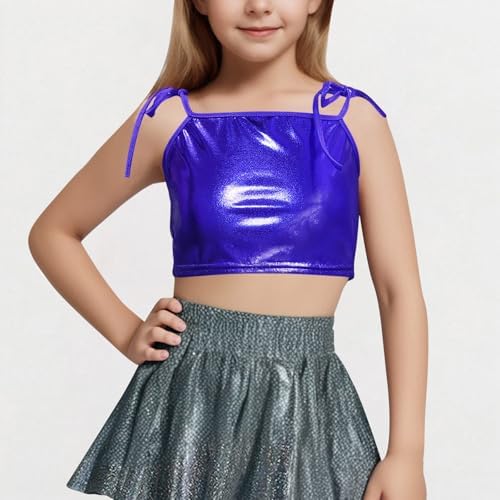 Beessbest Kids Girls Shiny Crop Top Dance Tank Top