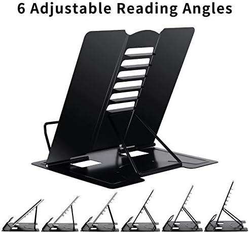 Blizzow Adjustable Metal Book Stand - Foldable Durable and Lightweight Black