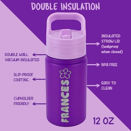 Customizable Kids Water Bottle - 12 oz Purple