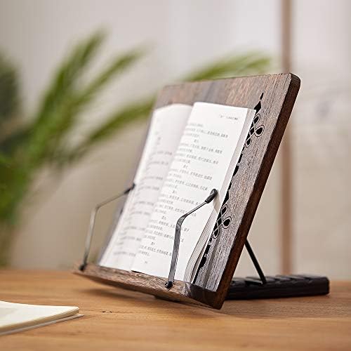 SINOBEST Adjustable Wood Book Stand with Page Clips