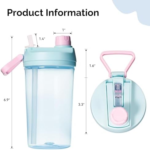 Kerilyn 12oz Leak-Proof Kids Water Bottle with Straw and Handle BLUE 1