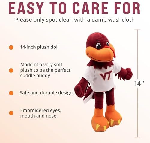 Virginia Tech Plush Doll - 14 Soft Ragdoll Mascot for Kids and Fans