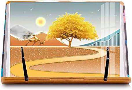 Bamboo Book Stand for Large Books Adjustable Hands Free
