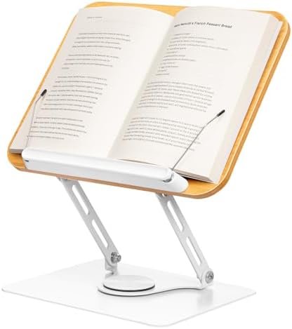 SJEhome Foldable Book Stand - 360 Rotate Wooden Reading Holder