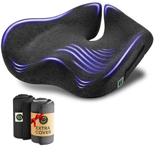 X Large Memory Foam Seat Cushion for Back Pain Relief