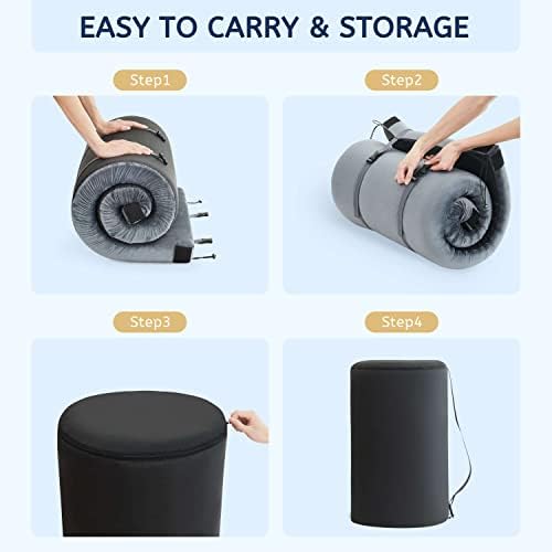 HomeMate Memory Foam Camping Mattress Pad 3 Inch Roll Up