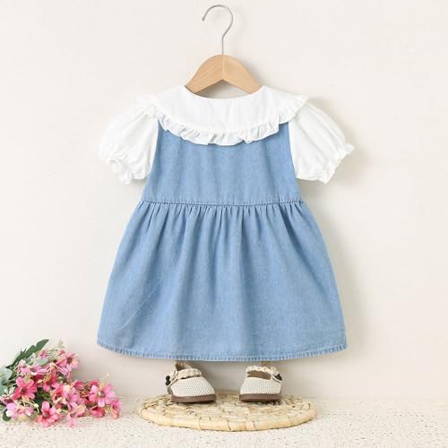 Toddler Girls Denim Puff Sleeve Summer Party Dress