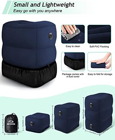 JefDiee Inflatable Travel Foot Rest Pillow - 3 Layers Adjustable Height
