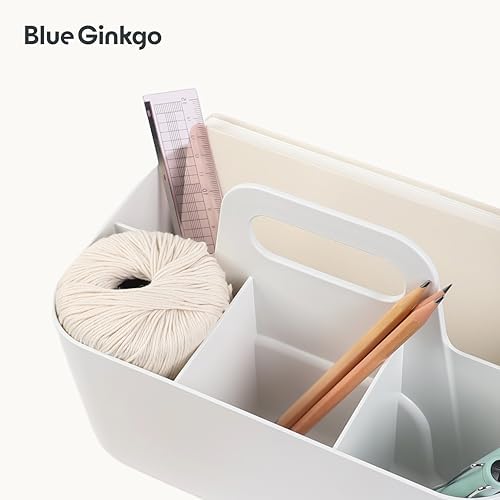 BLUE GINKGO Stackable Organizer Caddy White Rectangle