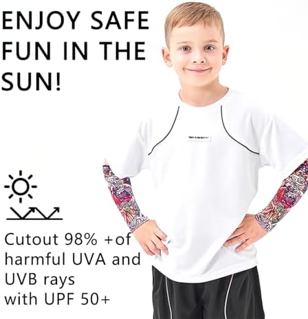 UV Protection Arm Sleeves for Kids UPF 50 Cooling Tattoo Design