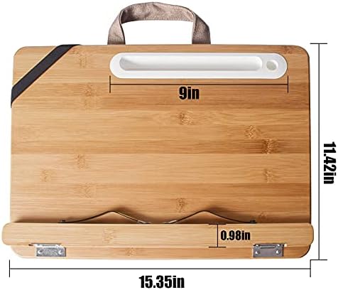 Wishacc Bamboo Book Stand with Page Clips and Tray