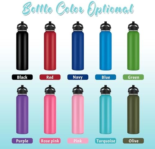 Kuppi Custom Water Bottle with Name and Text Straw 40oz