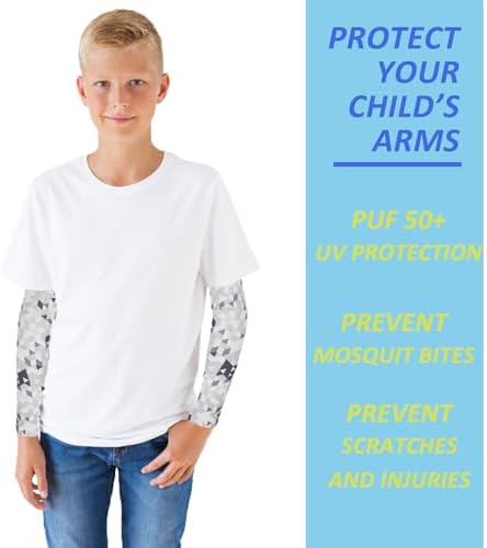 12 Pairs UV Protection Arm Cooling Sleeves for Kids 4-9 Years