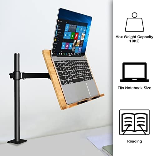 Bamboo Book Stand with Clamp and Page Clips